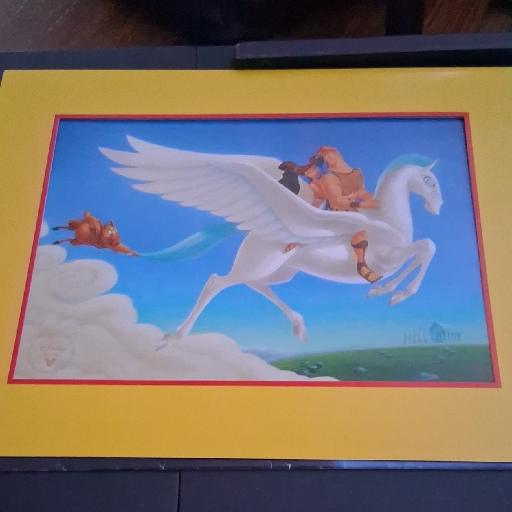 Disney Hercules and Pegasus Illustration - Yellow and Blue
